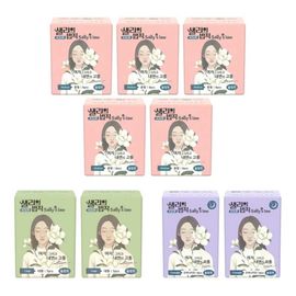 [SALLY'S LAW] Sanitary Pads Signiture Slim Fit Medium 5packs+Large 2packs+Overnight 2packs - 100% PLA Cover, Stylish line with adhesion, Eucalyptus Scent - Made in Korea